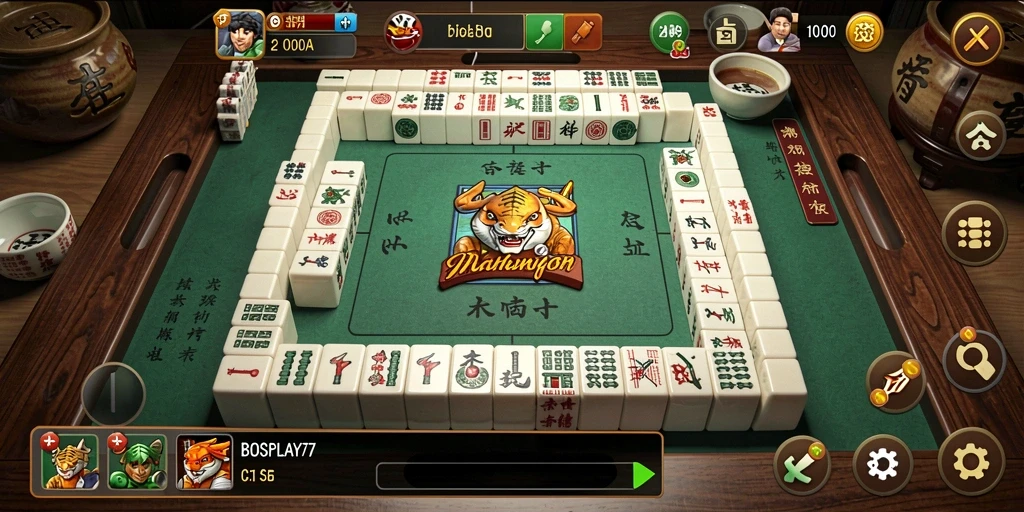 Screenshot gameplay BOSPLAY77 menampilkan keseruan permainan Mahjong.