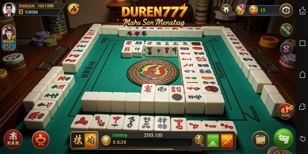 Screenshot DUREN777 menampilkan gameplay seru Mahjong yang adiktif.