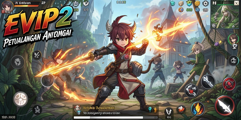 Screenshot menunjukkan aksi pertarungan seru dalam game Anime.
