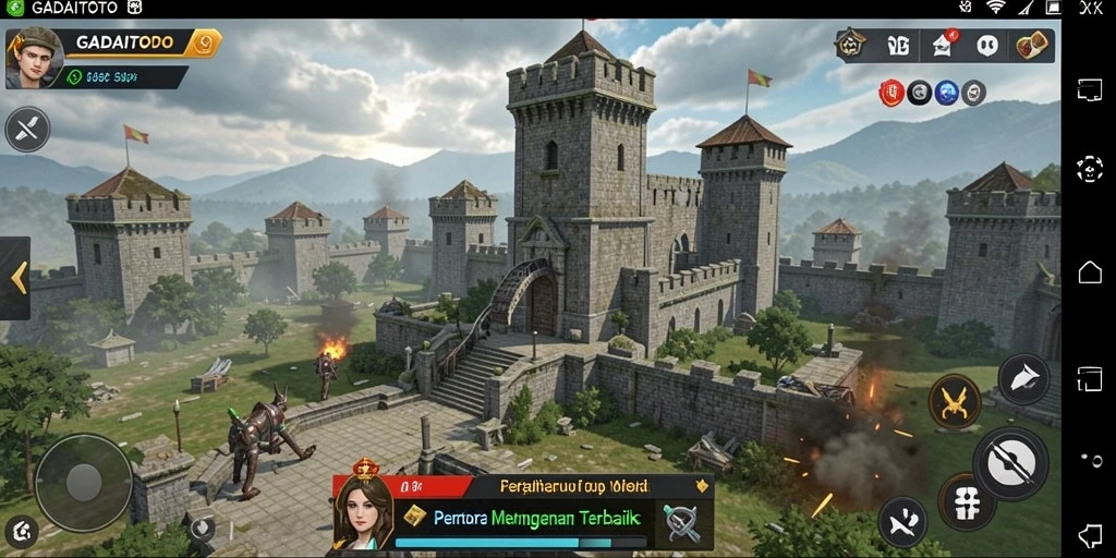 Screenshot menunjukkan momen gameplay menara pertahanan yang mendebarkan.