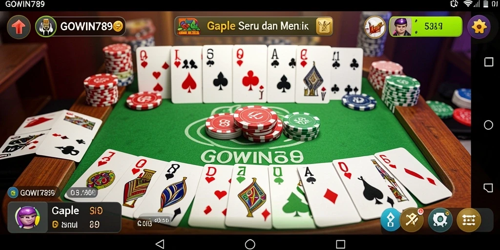 Screenshot utama GOWIN789 menampilkan gameplay Gaple yang seru dan interaktif.