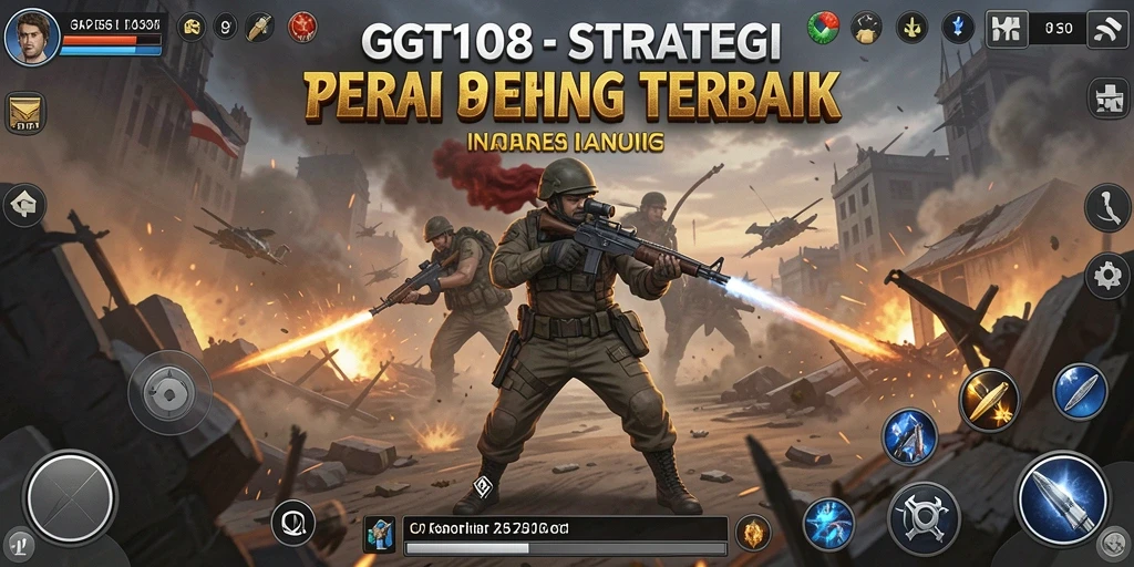 Screenshot GT108 menampilkan aksi pertempuran strategi yang mendebarkan.