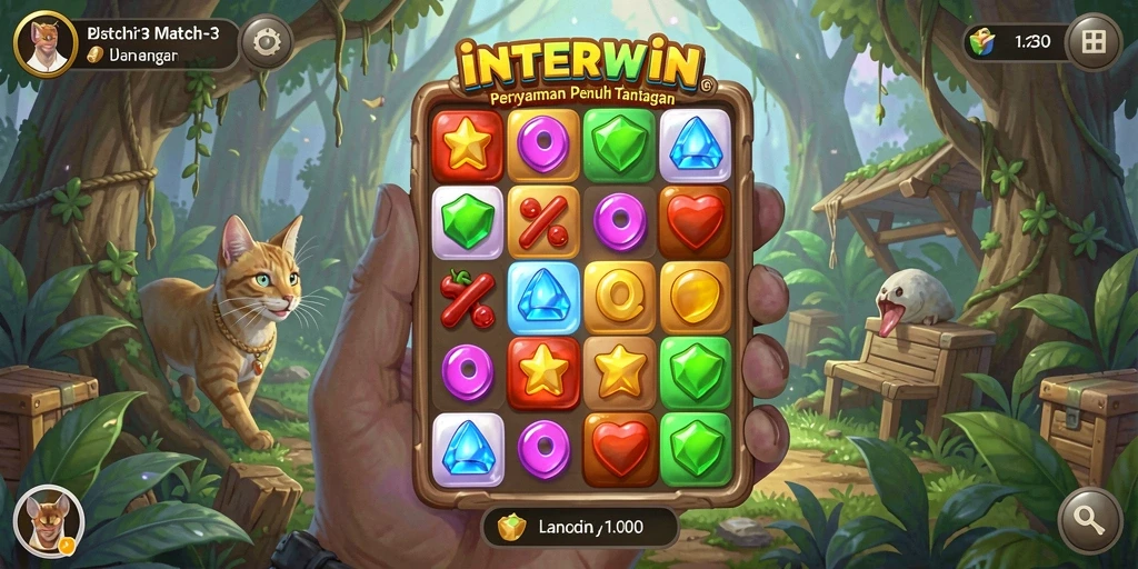 Tampilan gameplay <strong>INTERWIN</strong> yang penuh warna dan seru.