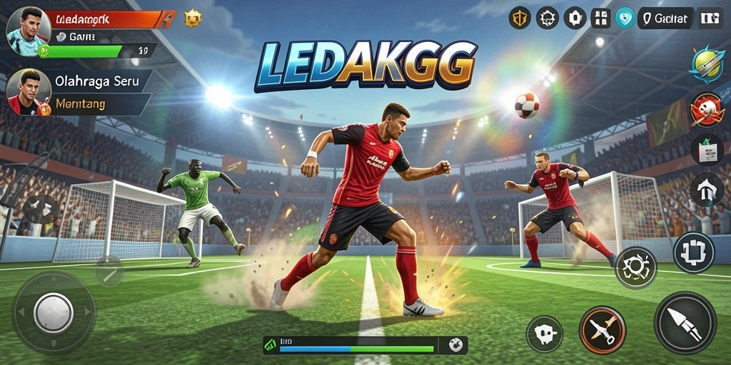 Gameplay seru dalam LEDAKGG yang menghadirkan tantangan olahraga.