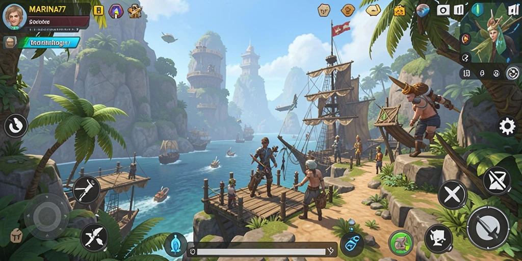 Screenshot gameplay MARINA77 menampilkan dunia terbuka yang menakjubkan.