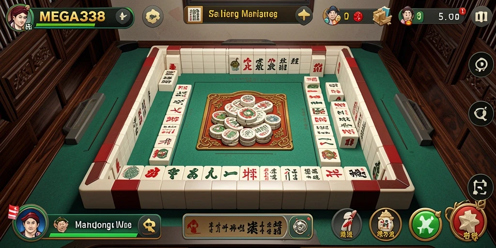 Tampilan dinamis gameplay Mahjong di MEGA338