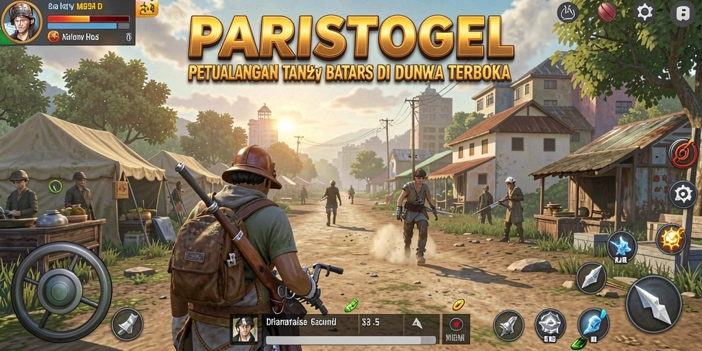 Tangkapan layar gameplay PARISTOGEL yang menampilkan dunia terbuka yang luas.