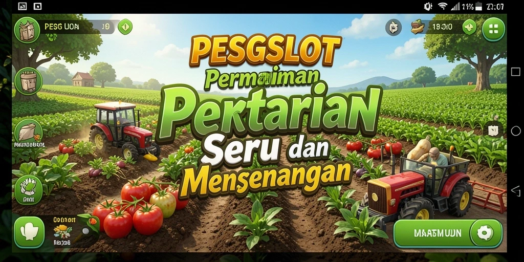 Tangkapan layar gameplay PESGSLOT yang menunjukkan aktivitas pertanian yang menyenangkan.