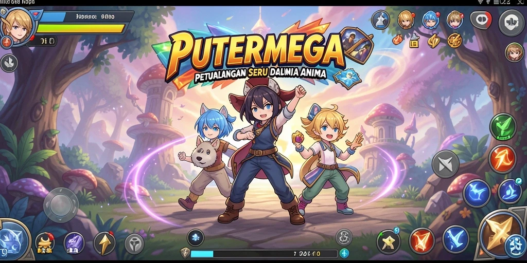 Gameplay seru di PUTERMEGA dengan karakter anime menarik.