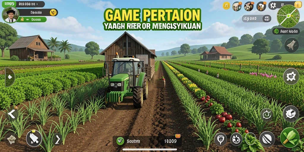 Tangkapan layar gameplay <strong>RR89</strong> dengan suasana pertanian yang hidup.