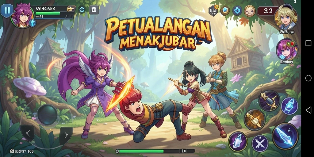 Tampilan gameplay WA369 yang menunjukkan pertarungan karakter anime.