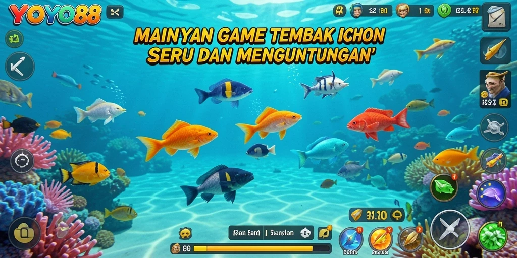 Gambaran gameplay yang seru dalam Tembak Ikan YOYO88.