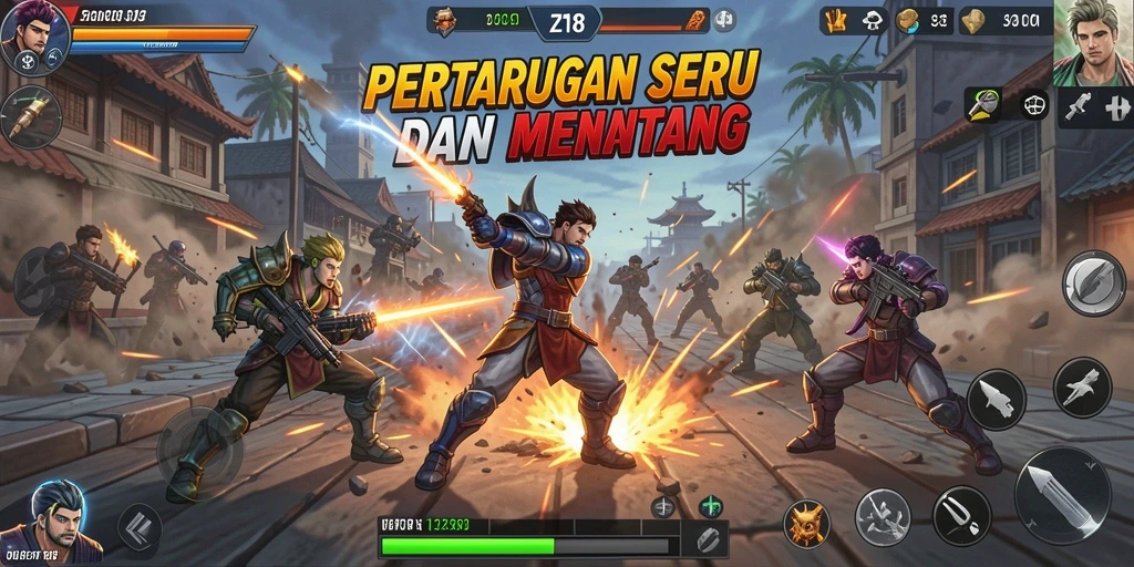 Tampilan gameplay menantang dalam pertarungan seru Z18.
